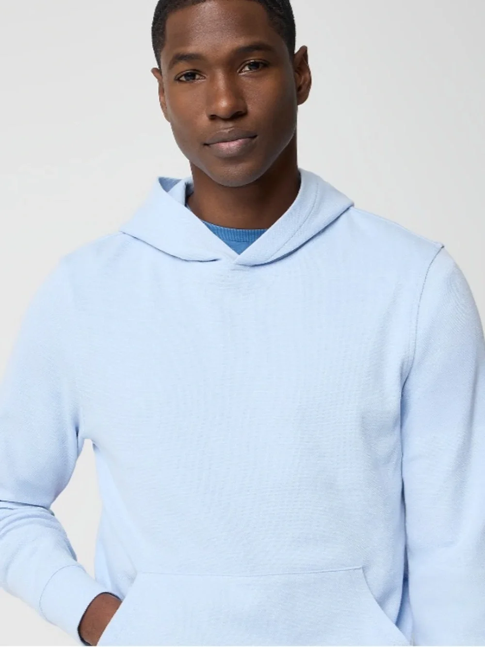 J crew faded chambray white Performance bird's-eye hoodie